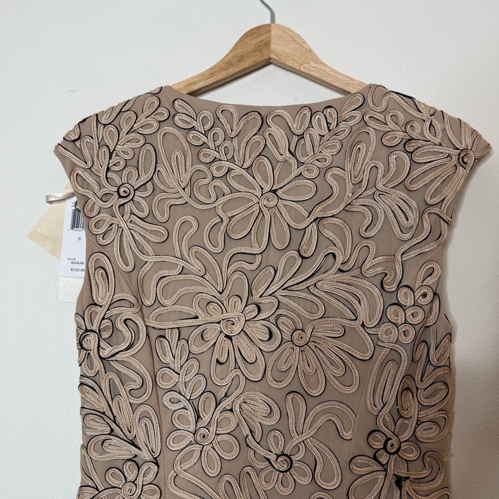 New Sue Wong Cap Sleeve Embroidered Appliqué Sheath Dress size 6 - Picture 11 of 15